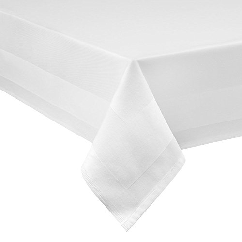 Damast bordsduk vit – 130 x 220 cm – tvättbar vid 95 °C Finaste heltrådarna 100% bomull merceriserad av högkvalitativt ringgarn