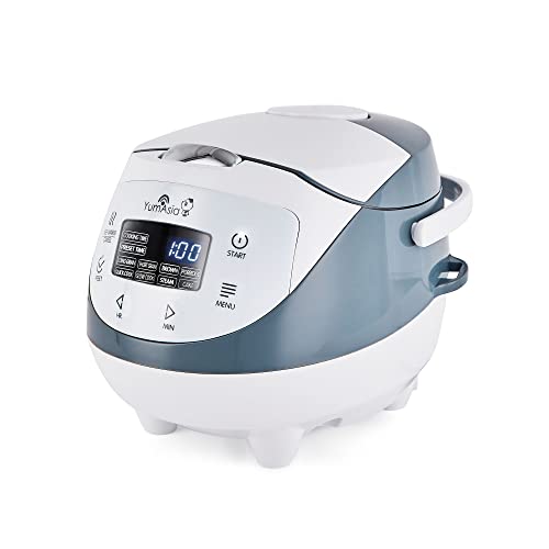 Yum Asia Panda mini riskokare med ninjakeramisk skål och avancerad fuzzy logik (3,5 koppar, 0,63 liter) 4 risfunktioner, 4 multikokarfunktioner, 220-240V (White and Grey)