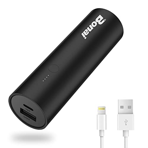 BONAI 5 800 mAh liten bärbar laddare powerbank ultrakompakt bärbar telefonladdare batteripaket för iPhone 11 12 13 14 XR X 8 7 6 SE-serien, Air pods, pad och mer, svart