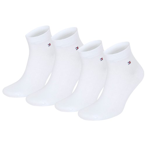TOMMY HILFIGER Herr flagga casual business kvartsstrumpor 4-pack, Vit, 39-42 EU