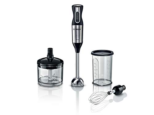 Bosch ErgoMixx - Stavmixer med en motor på 800W, Inställbar hastighet 12 positioner, Ergonomisk och bekväm, Inkl. hackare och visp, i rostfritt stål