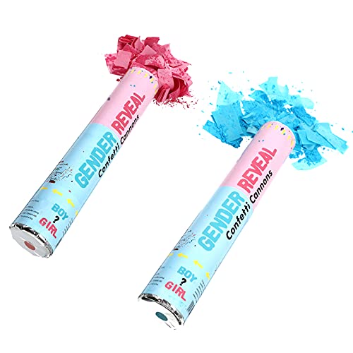 STOBOK Baby Gender Reveal Confetti Cannon Boy or Girl Blue Confetti Party Poppers Sticks Party Supplies 2pcs