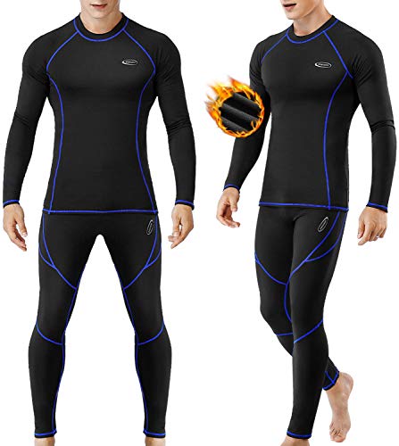 Termiska underkläder för män, termiska underkläder män vinter mjuka funktionella underkläder ärm topp Long Johns set snabbtorkande baslager sport kompression kostym för träning skidåkning löpning vandring cykling (S)