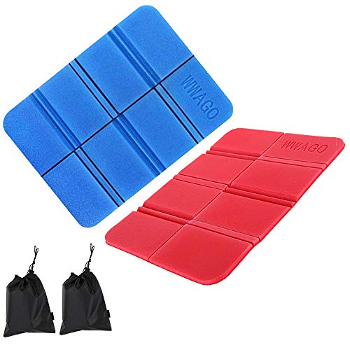 Vikbar sittkudde, utomhus sittmatta, 2 stycken vikbar sittunderlag, termokudde utomhus termokudde, vandring jakt tillbehör trädgård stadion Hunting camping (blå röd)