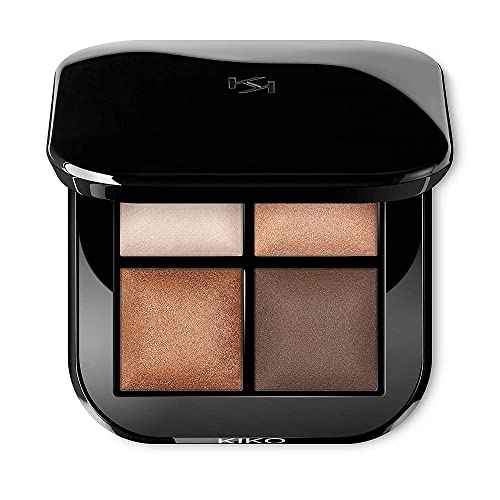 KIKO Milano Bright Quartet Baked Eyeshadow Palette 01 | Palett med fyra bakade ögonskuggor för våt och torr användning