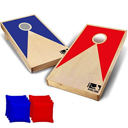 Original American Cornhole Bleu & Red | Kasta spel | 100% trä | Premiumkvalitet | Officiella dimensioner | 2 brädor + 8 bönsäckar + 1 förvaringspåse | Utomhus- och strandsport | OriginalCup®