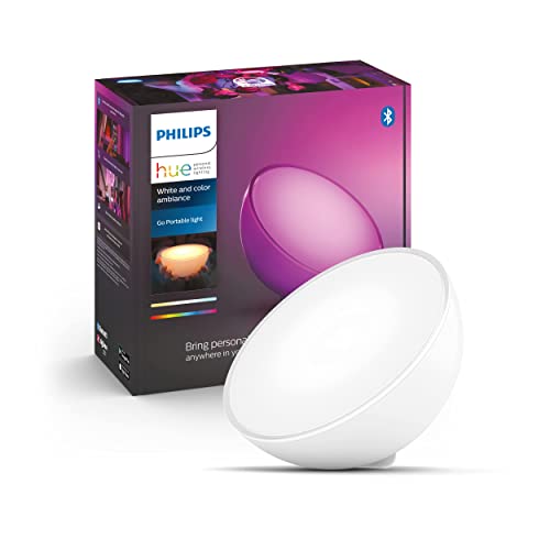 Philips Hue White & Color Ambiance Hue Go Bord-/Sänglampa med Amazon Alexa, 6 W Vit