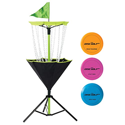 Franklin Sports Disc Golf Set – Disc Golf – Includes Disc Golf Basket, Three Golf Discs and Carrying Bag