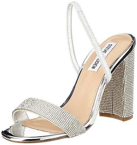 Steve Madden Dam Cameo-r strass sandal med klack, SILVER - 38 EU