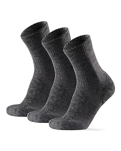 DANISH ENDURANCE 3-Pack Tunna Vandringsstrumpor i Merinoull, Vandring, Temperaturreglerande, för Män & Kvinnor, Grå, 39-42