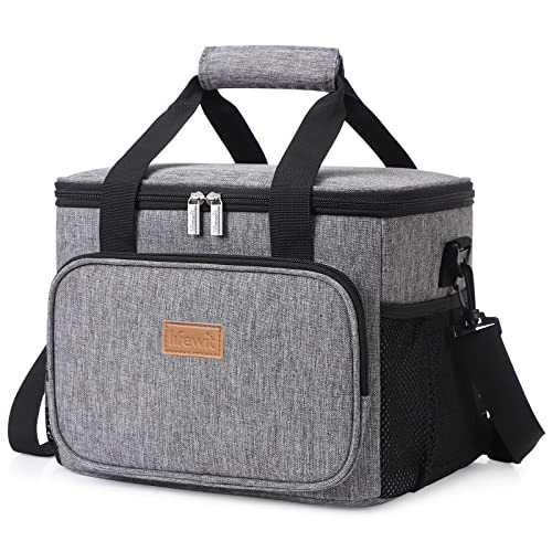 Lifewit 15L kylväska, stor isolerad lunchväska för män, kvinnor, vikbar picknickväska för camping, strand, grill, vandring, utomhus, grå