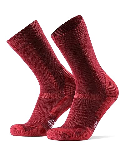 DANISH ENDURANCE Merinoull Vandringsstrumpor, 1-pack, För Män och Kvinnor, Vandring, Temperaturreglerande, Funktionella Strumpor, Arbetssockor, Anti-friktion, Röd, 35-38