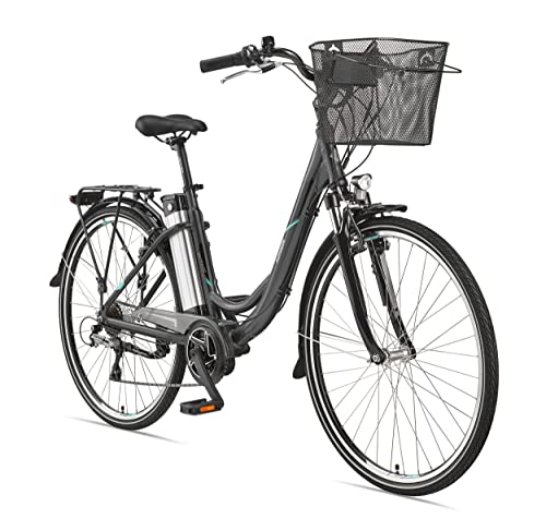 TELEFUNKEN E-cykel dam 28 tums elcykel – 7-växlad kedjeväxling, Pedelec Citybike aluminium med mellanmotor 250 W/10,4 Ah/36 V sätesrörsbatteri, RC860 multitalang