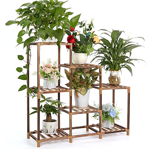 VIEWALL Växthylla Trä Blomsterställ Multifunktionell Kreativ Trä Blomställ Dekoration Växtställ För Inomhus Utomhus Balkong Vardagsrum Kontor Trädgård 7 våningar