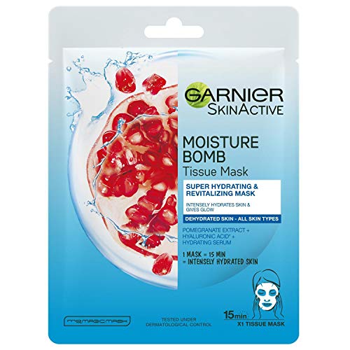 GARNIER, ansiktsmask, Moisture Bomb Super Hydrating & Energizing, granatäpple, 32 g