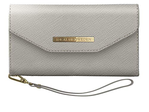 IDEAL OF SWEDEN Mayfair Mobiltelefonväskor clutch för iPhone 11 Pro (Saffiano Vegan Leather) (planboksfodral) (Light Grey)