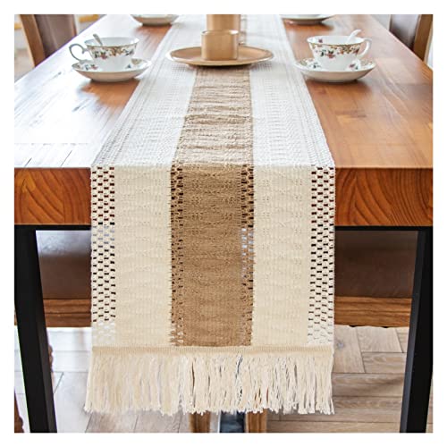 Bordslöpare 12in x 72 tum bondgård vävda burlap bord linnar linne med handgjord frans rustik jute by matsal inredning