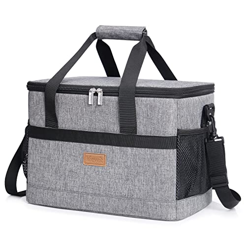 Lifewit kylväska, stor isolerad ultralätt picknickväska med hårt foder, dubbeldäckare lunchväska för camping, strand, grill, vandring, familj, utomhus, 20L, grå