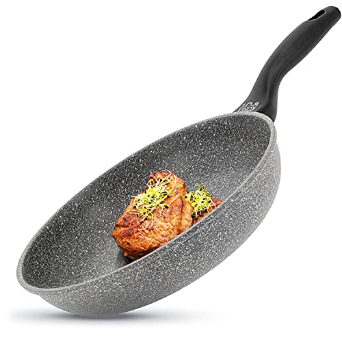 Stekpanna Induktion Non-Stick - PFOA Free, Stekpanna med keramisk beläggning, Alla matlagning fält: Induktion, Keramik, Halogen, Gas, Elektrisk - 5 års garantie, (24 cm Stekpanna)