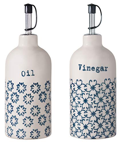 Bloomingville Olje- och vinägerflaska Kristina, safirblå, keramik